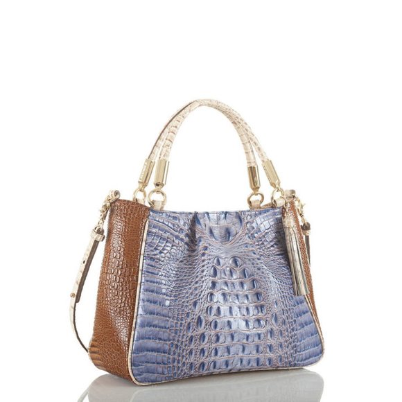 Brahmin Medium Rudy Tote Denim Washed Indigo Ipanema Leather Bag - Picture 4 of 11